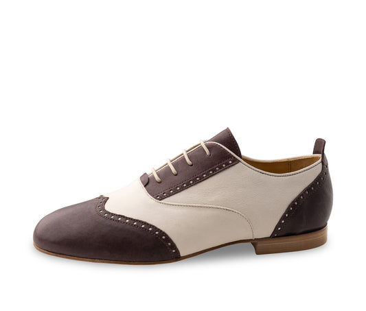 Werner Kern Carrara LS Men's Oxford Beige and Brown Nappa Leather Ballroom Dance Shoe with Leather Sole