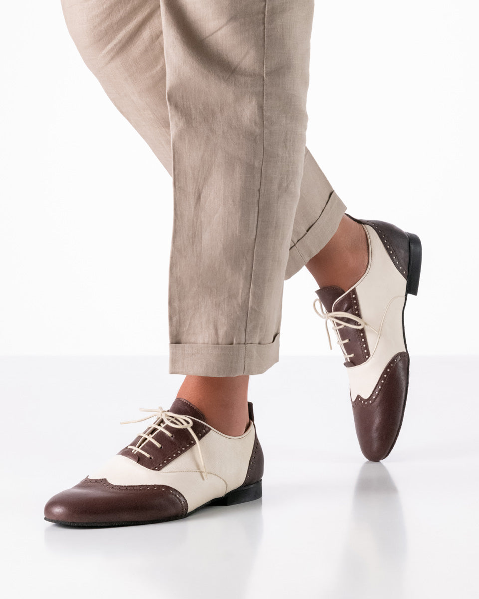 Werner Kern Carrara Men's Oxford Beige and Brown Nappa Leather Ballroom Dance Shoe