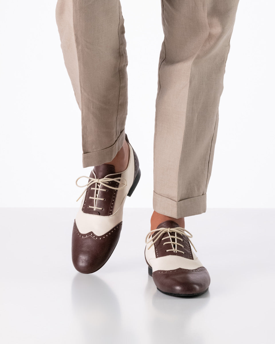 Werner Kern Carrara Men's Oxford Beige and Brown Nappa Leather Ballroom Dance Shoe