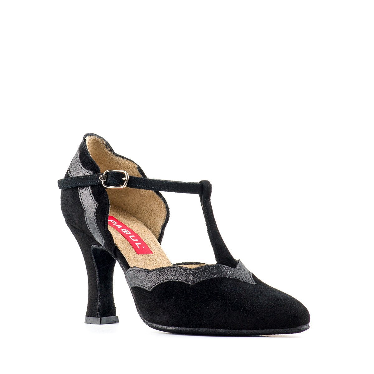 Glitter contrast design on women's tango dance shoe