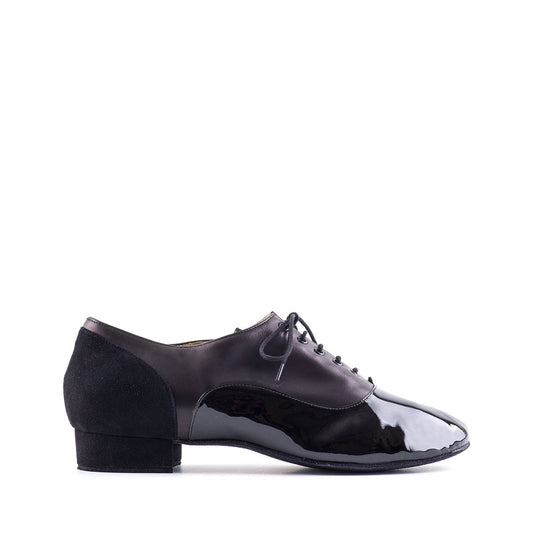 Men's Two-Tone Black Patent Ballroom Dance Shoe with Standard Heel