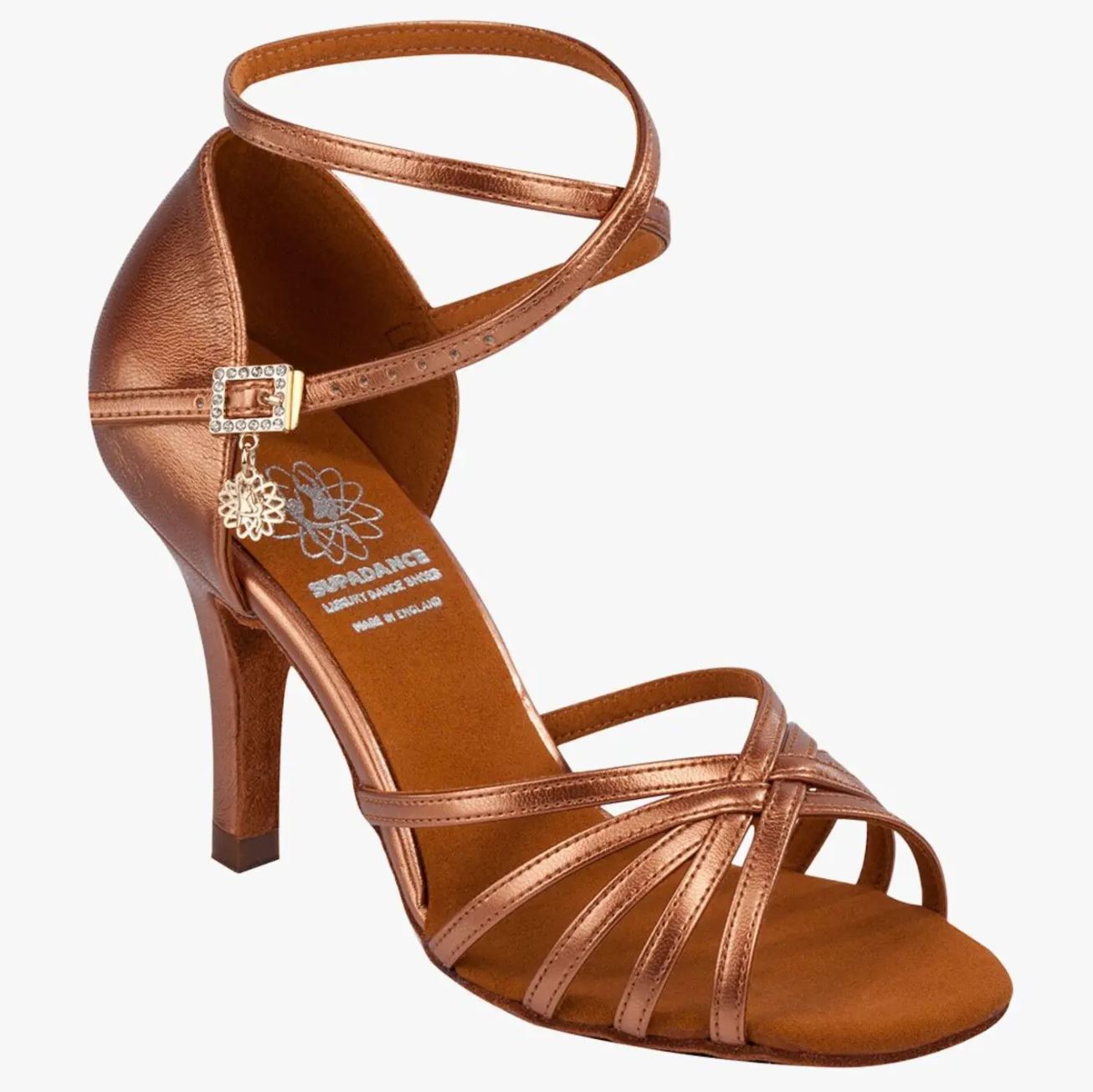 Dark Tan Ladies Dance Shoe with Wrap Around Ankle Strap