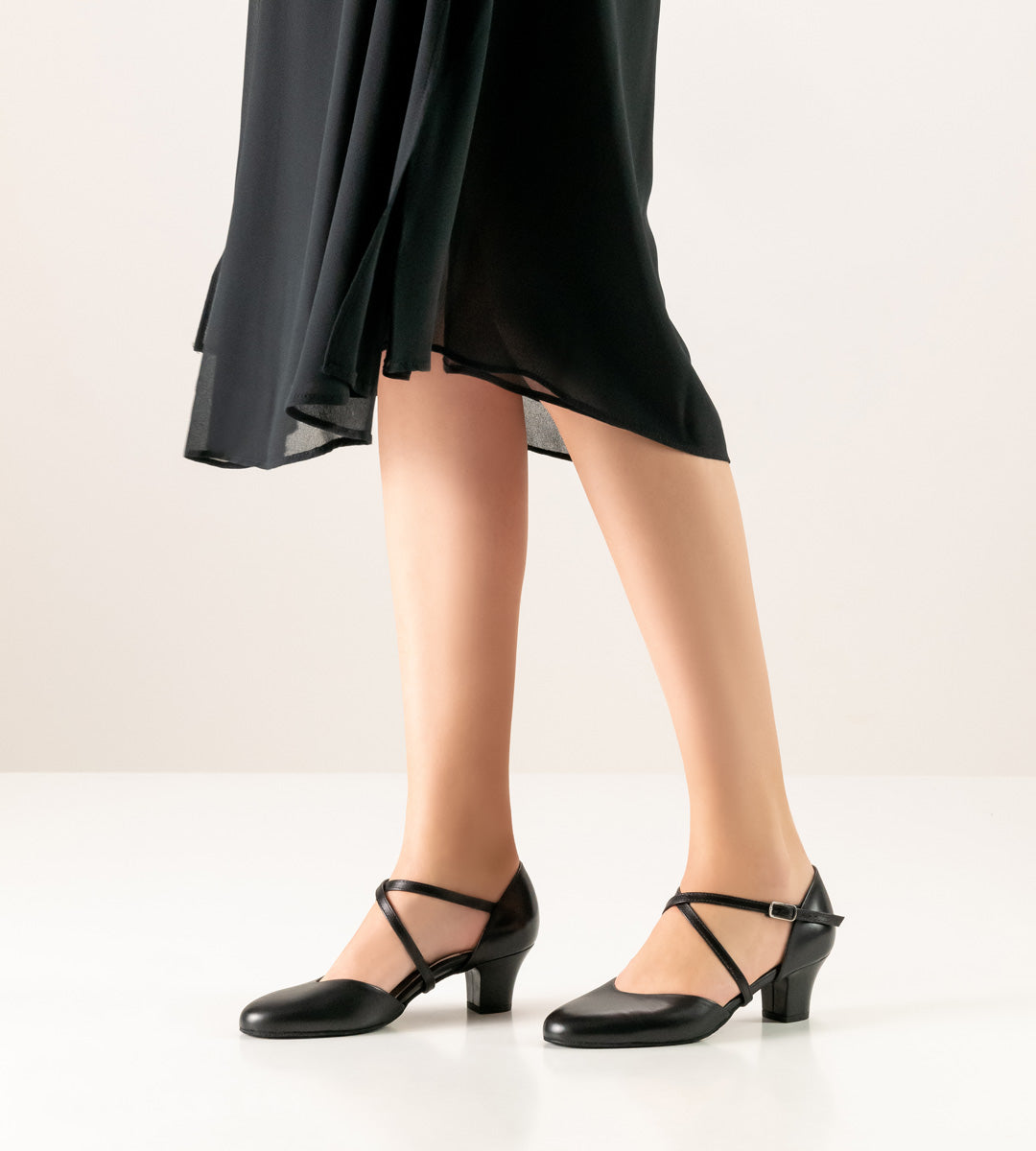 Debby Smooth Ballroom Shoes in Black Leather