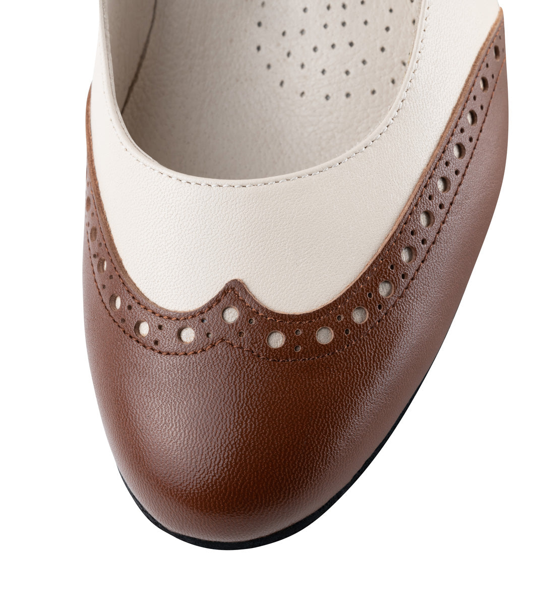 Werner Kern Emma Ladies Swing Shoes in Brown and Beige Leather or Black and White Leather with a Single Strap