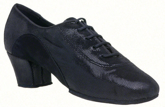 Dance Feel Ladies Black Leather Diva Practice Shoe with 1.5" Cuban Heel F50_in