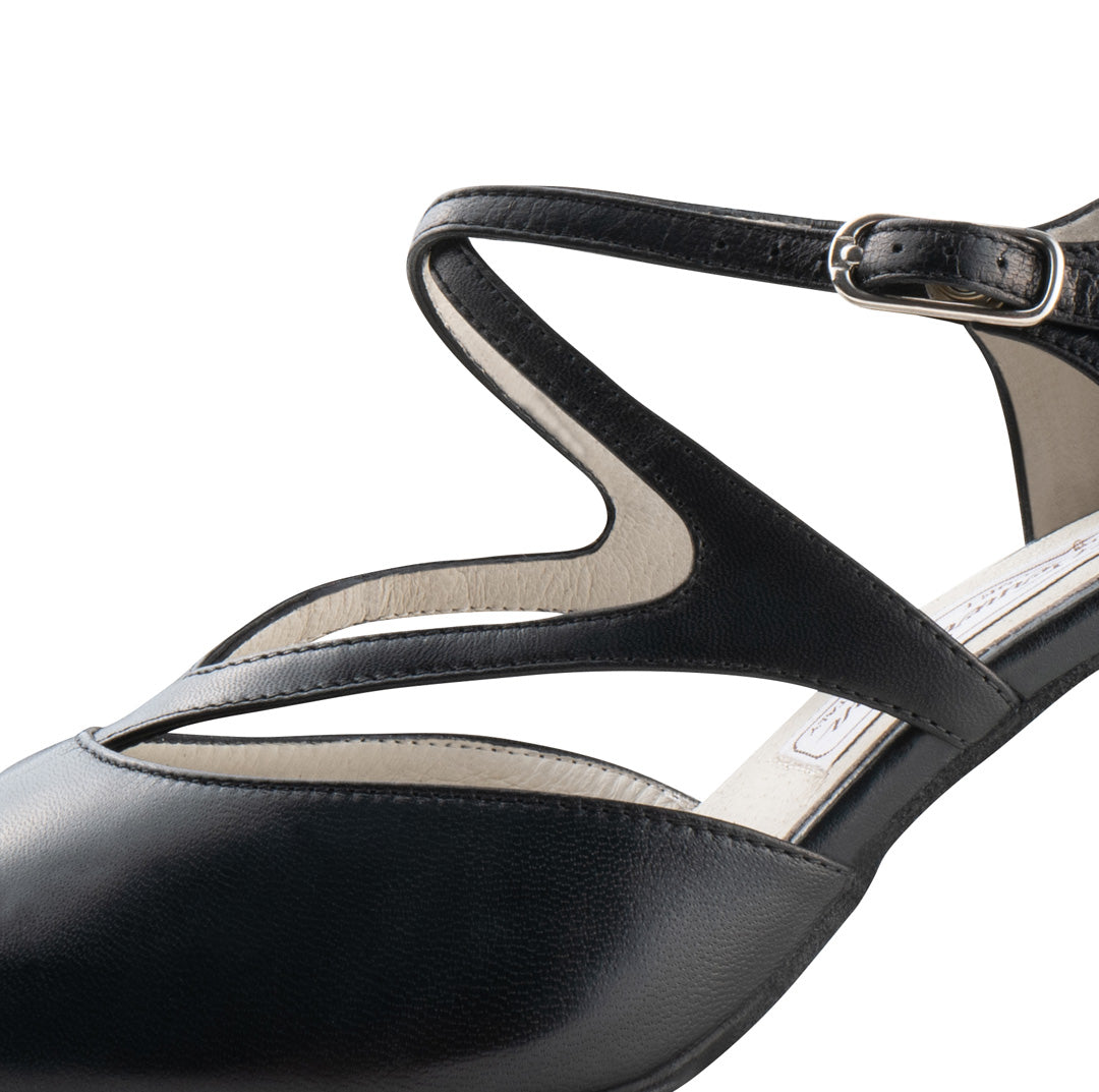 Werner Kern Fabiola Ladies Tango Shoes in Black Leather with Double Cross Straps Across Arch