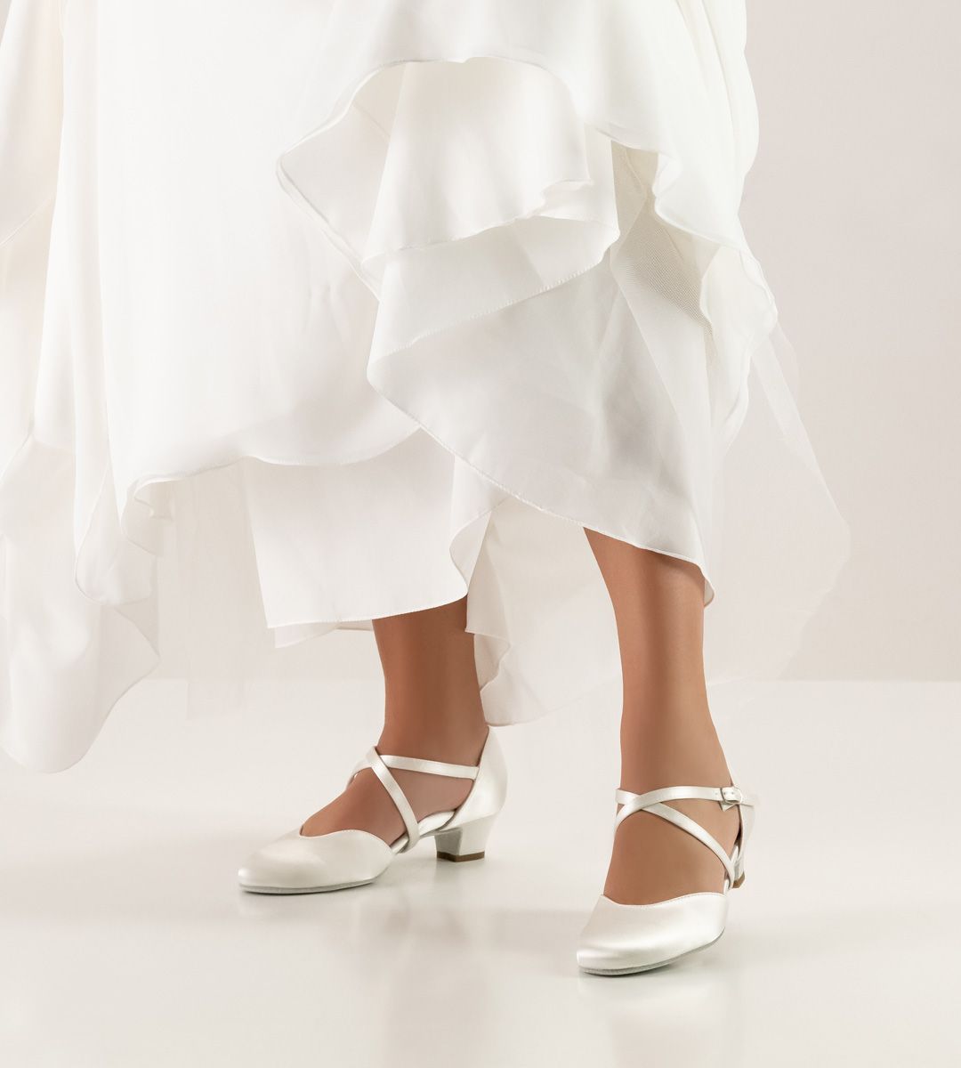 White Satin Felice Bridal Ballroom Shoes