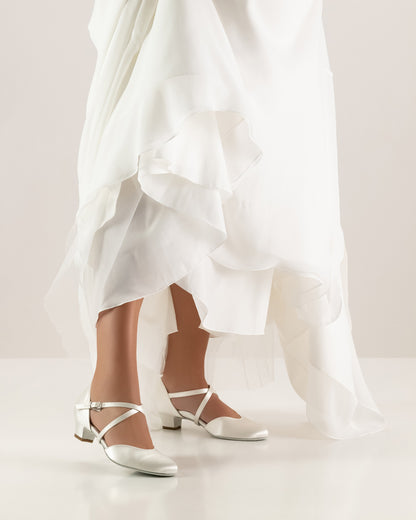 Felice Bridal Shoe with adjustable crossed instep and heel straps