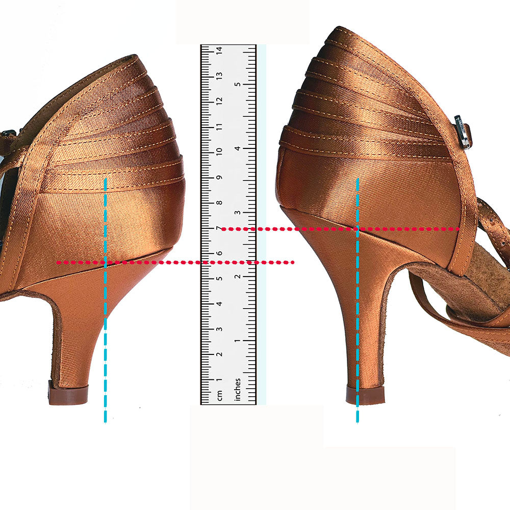 Dance America Limited Edition Vegas Dark Tan Satin Latin Dance Shoe with Slim Heel (Available with Rhinestones)