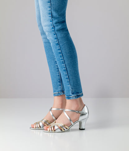 Side view of Werner Kern Social Dance Shoes KIM worn with jeans, emphasizing their stylish and comfortable fit for social dancing.