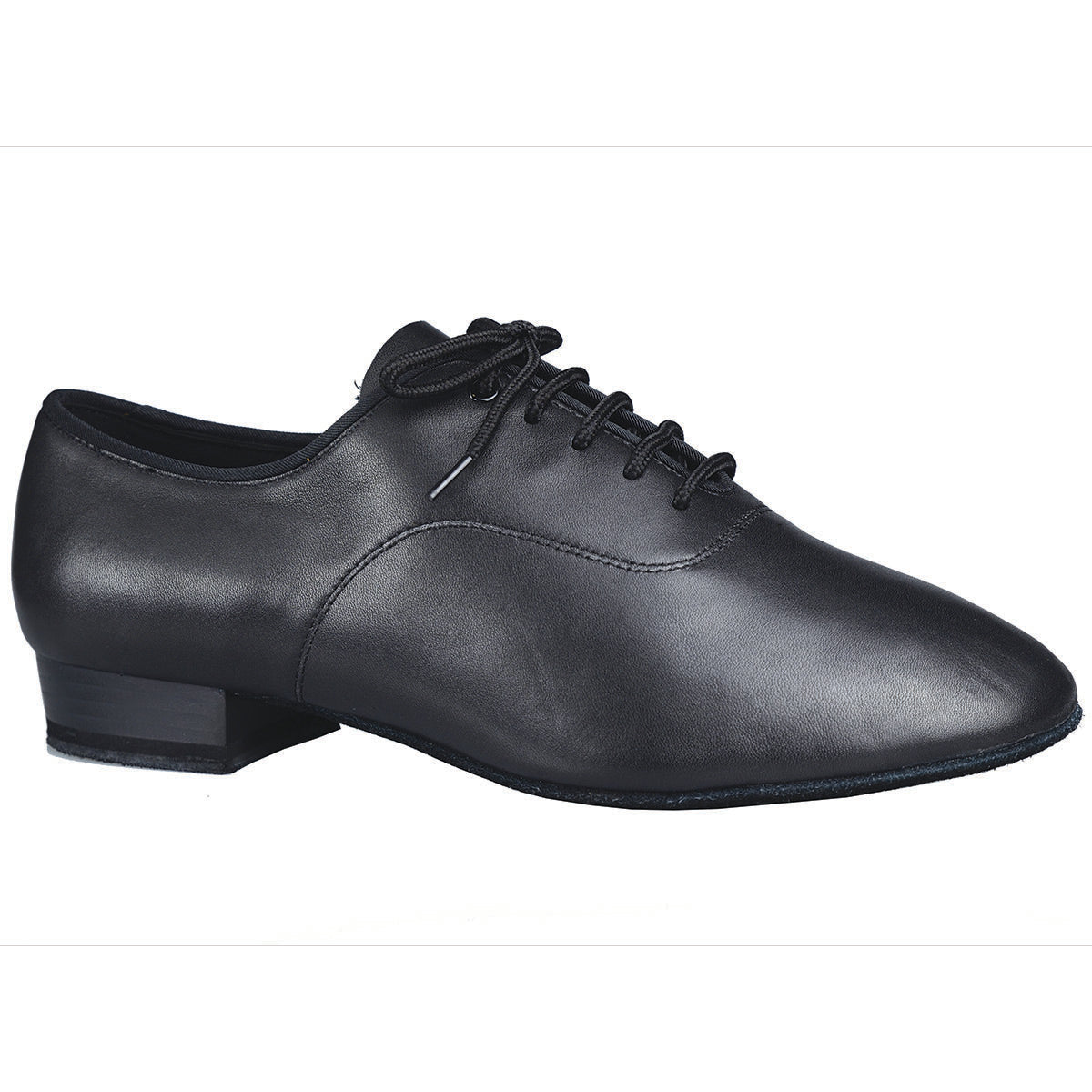 Dance America Manhattan Men's Black Leather Smooth and Standard Ballroom Dance Shoe in Medium or Wide Width