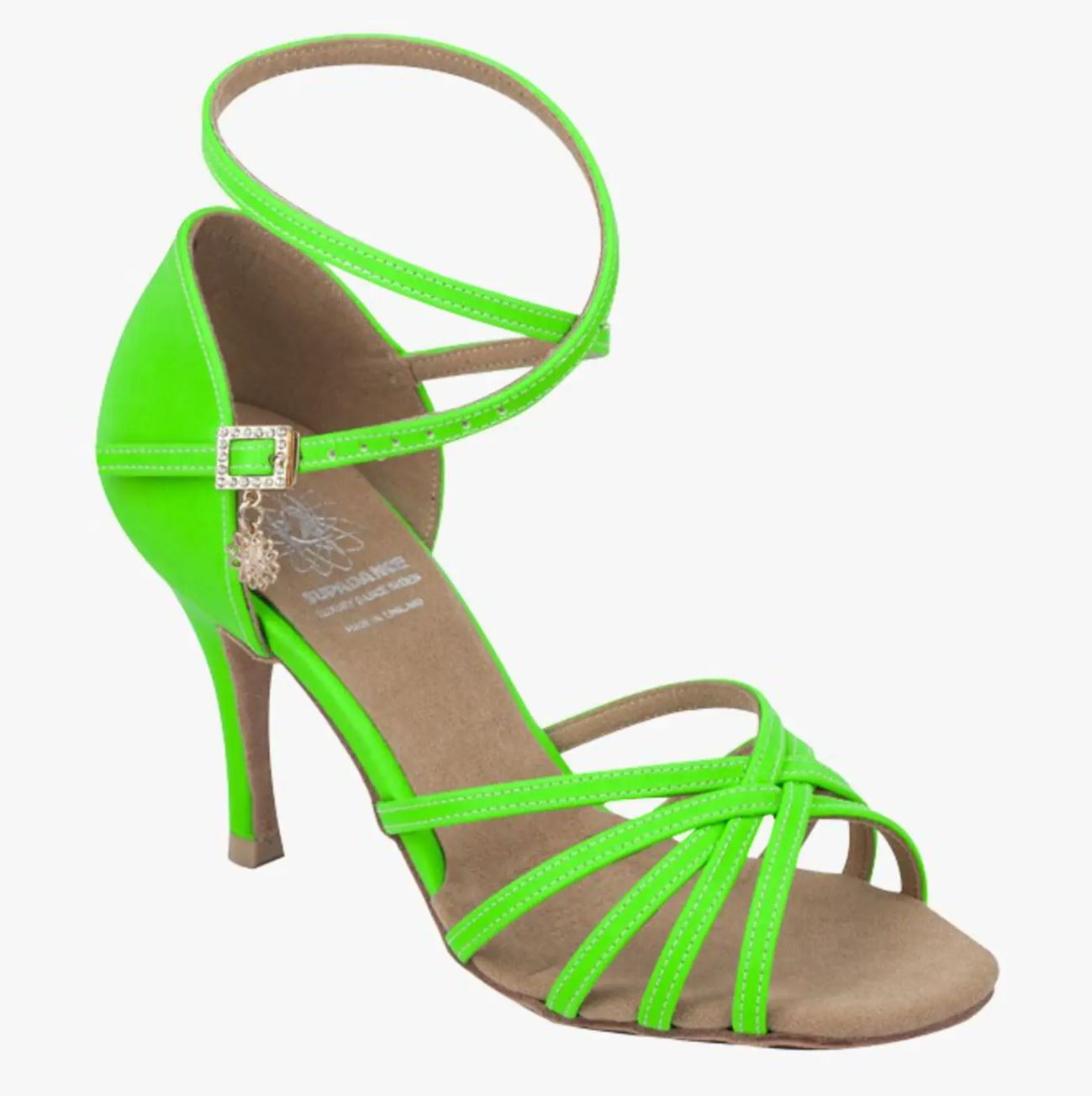 Neon Green Ladies Dance Shoe with Wrap Around Ankle Strap