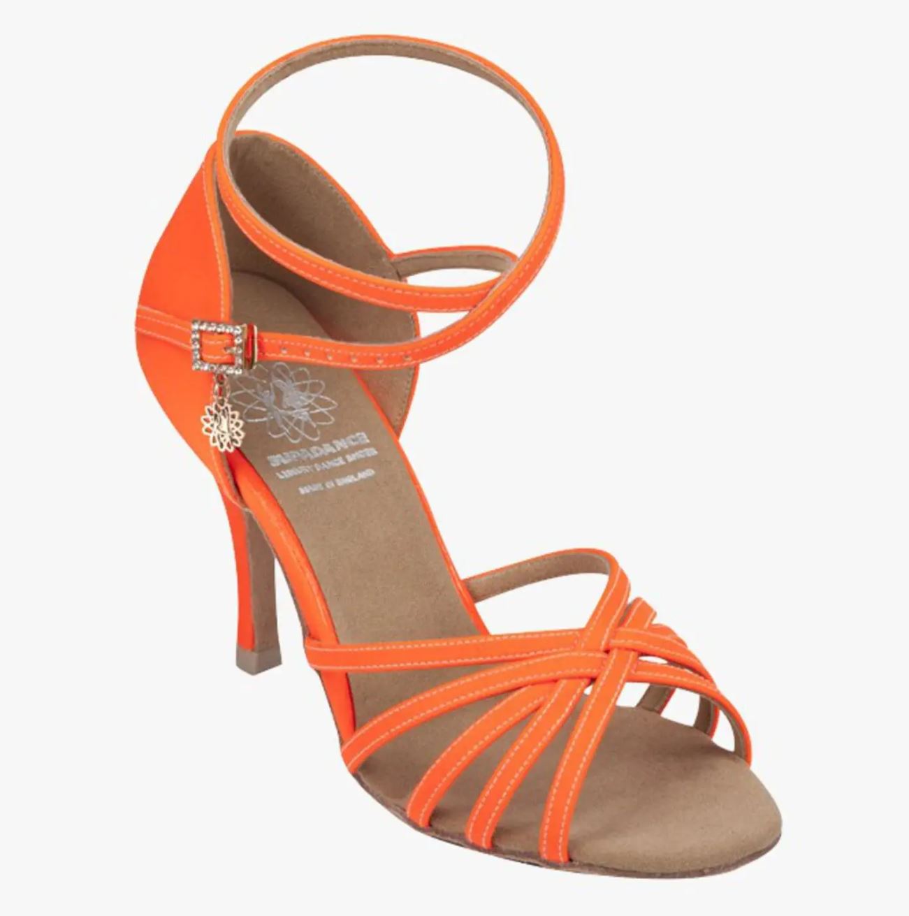 Neon Orange Ladies Dance Shoe with Wrap Around Ankle Strap