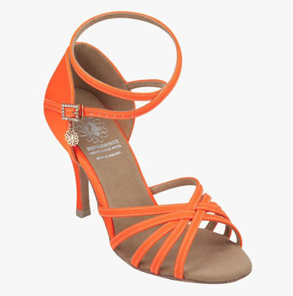 Neon Orange Ladies Dance Shoe with Wrap Around Ankle Strap