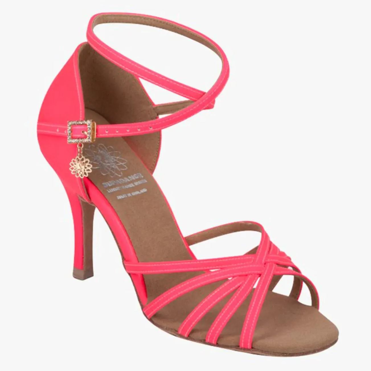 Neon Pink Ladies Dance Shoe with Wrap Around Ankle Strap