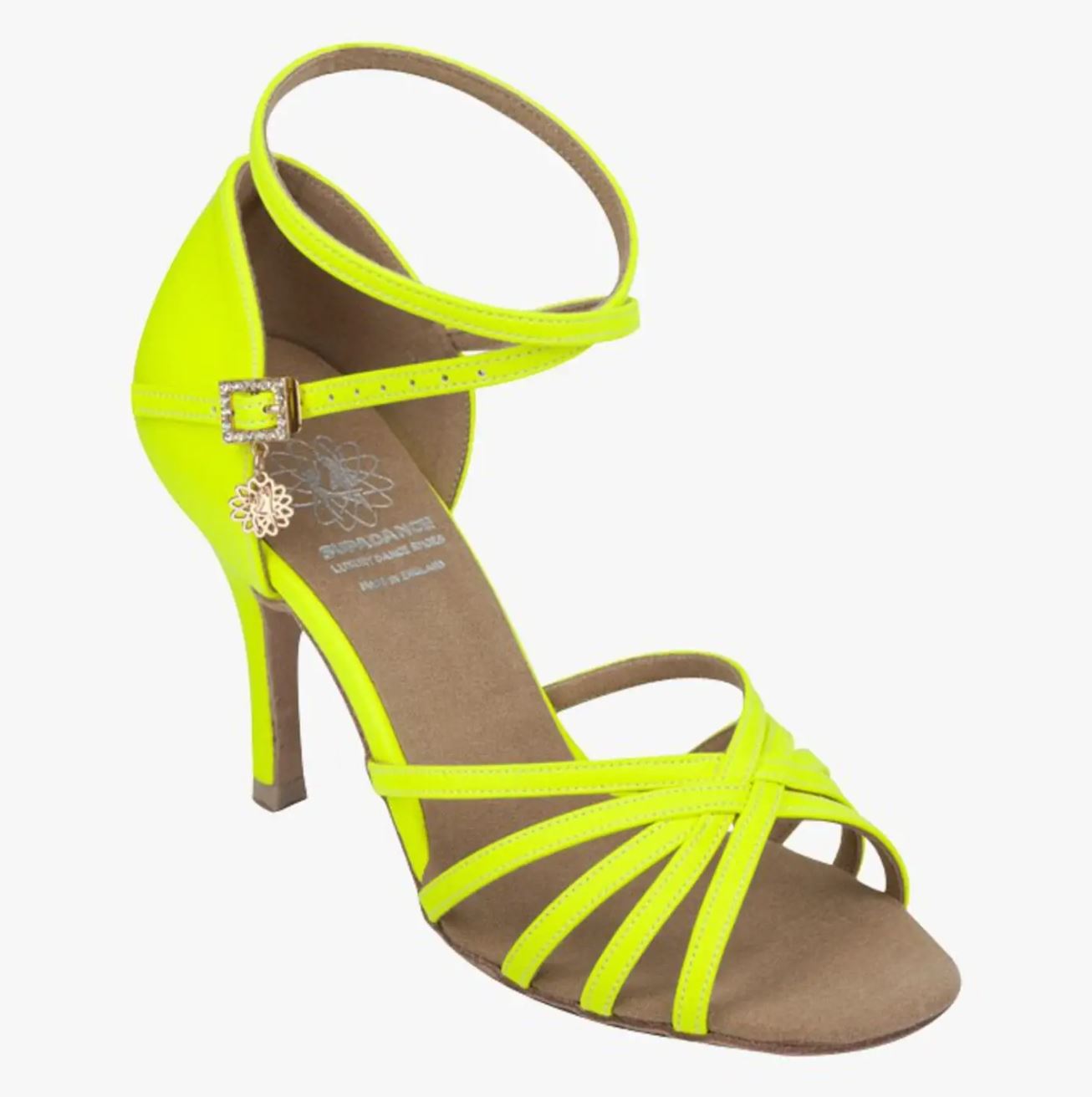 Neon Yellow Ladies Dance Shoe with Wrap Around Ankle Strap