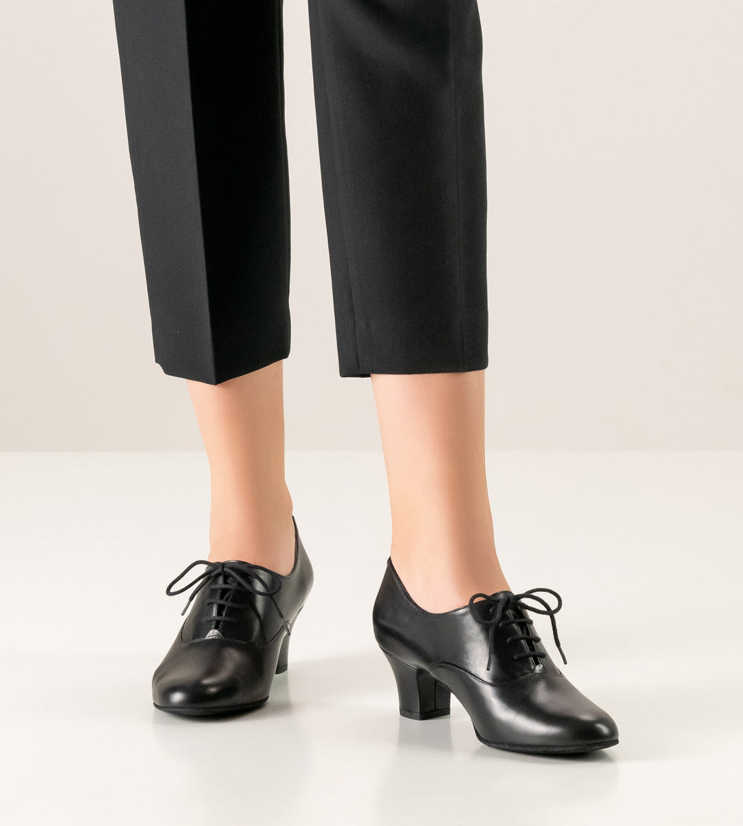 Ladies Practice Dance Shoes in Black Leather with a variety of Heel Heights