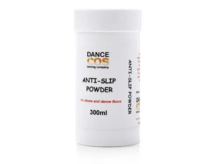 Supadance silica-based anti-slip powder in a 300ml container, designed for enhancing grip on shoes and dance floors. Ideal for dancers seeking better traction.