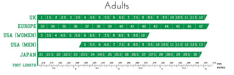Ray Rose size chart for adults