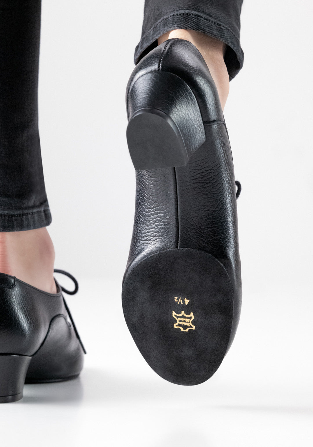 Runa Practice Shoe in Black Leather with Split Sole