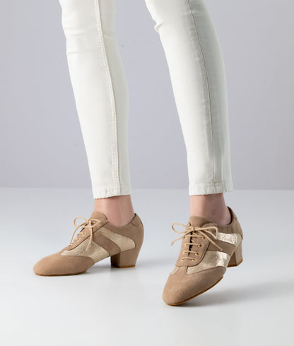 Sandrine Beige Lace-Up Practice Dance Shoe