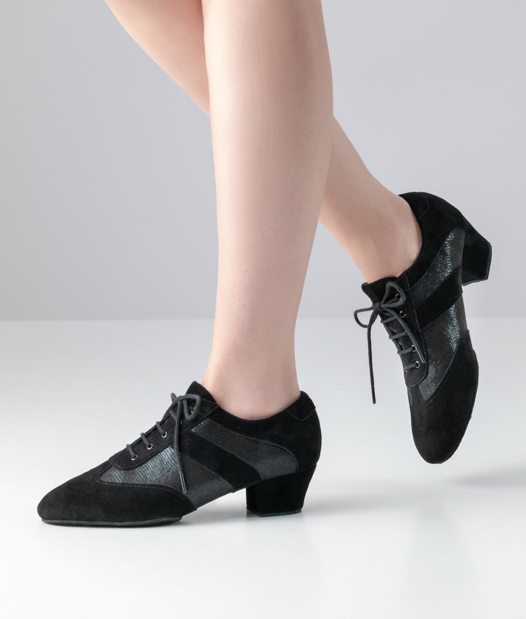 Sandrine Black Practice Dance Shoe with Shimmering Printed Leather