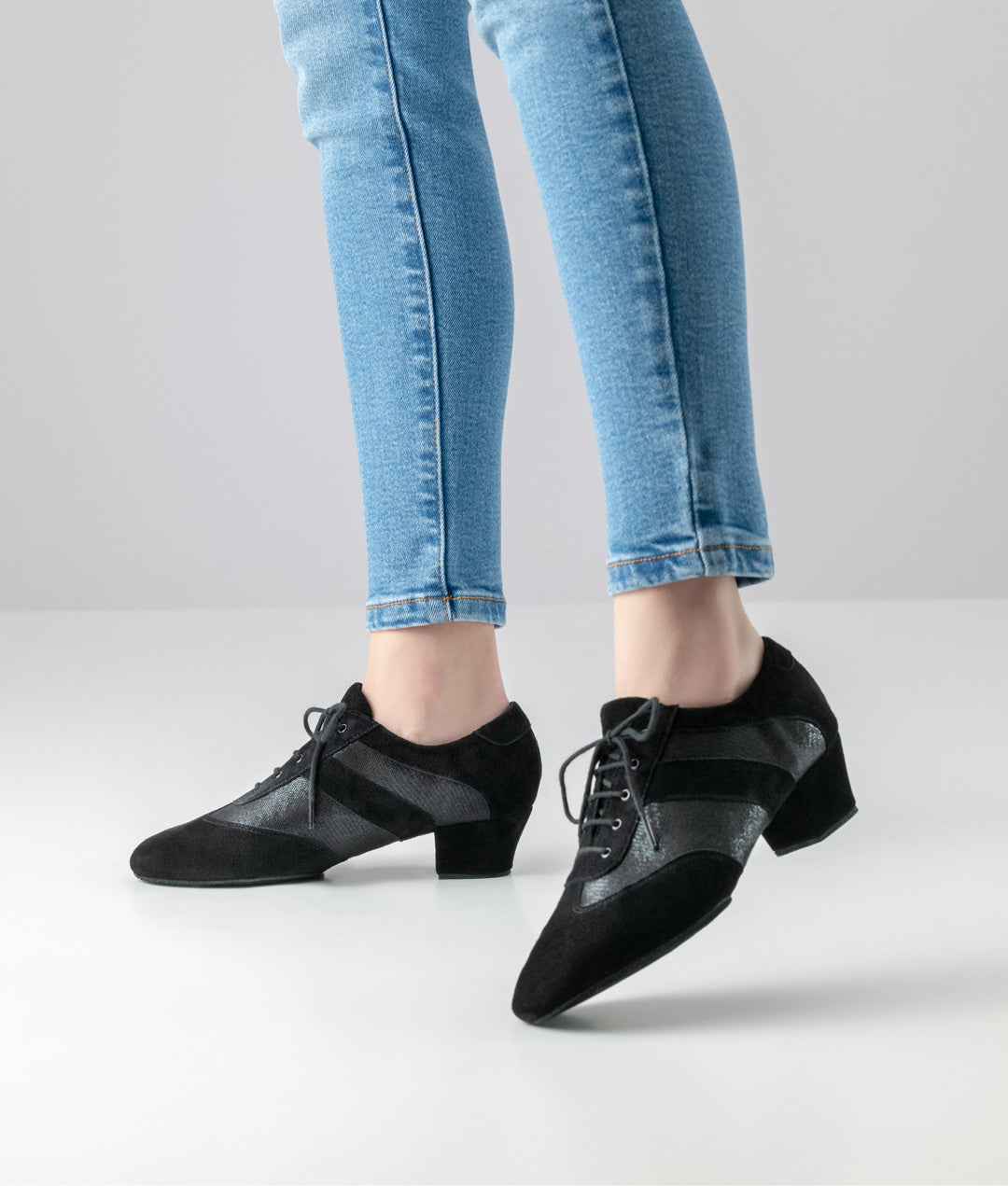 Sandrine Black Lace-Up Practice Dance Shoe