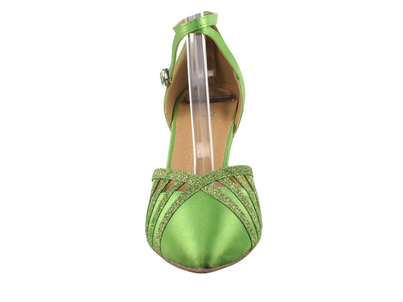 Very Fine SERA3530 Ladies Satin Ballroom Dance Shoe with Stardust Glitter Trim Available in Green, Gray, and Red