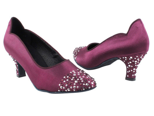 Very Fine SERA5501 Ladies Ballroom Dance Shoe with Stones on Toe and Heel Available in Purple, Flesh, and Blue Satin
