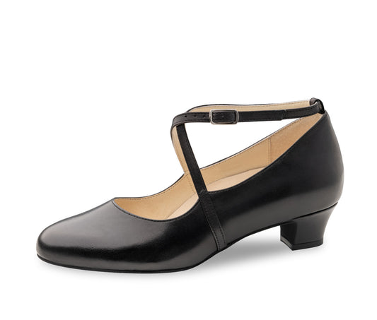 Werner Kern Stine Ladies Ballroom Shoes in Black Leather with Exchangeable Footbed