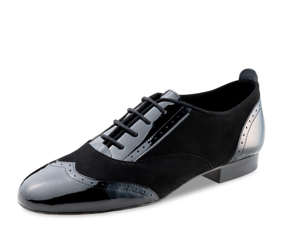 Taylor Ladies Black Suede and Patent Leather Dance Shoe for West Coast Swing