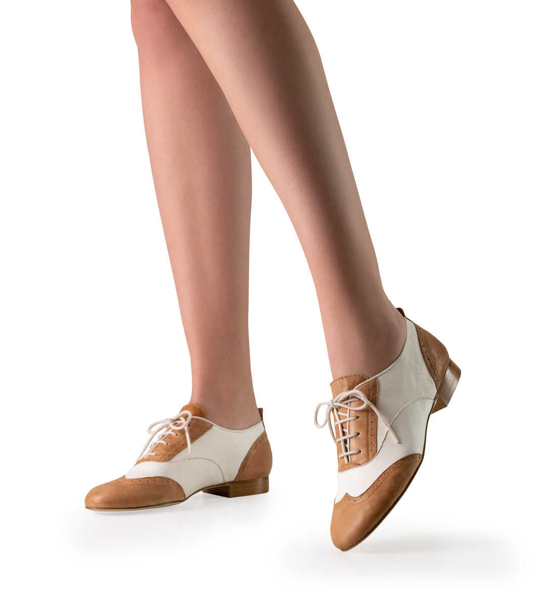 Ladies Nappa Leather Dance Shoe Beige/Brown and Beige/Bordo