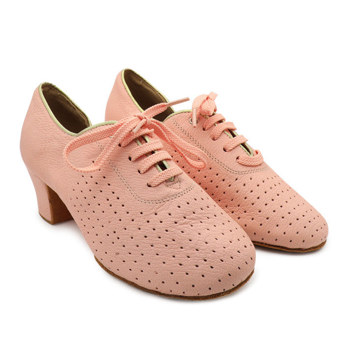 BD Dance T1-B Pink Perforated Buckskin Leather Practice or Teaching Shoe