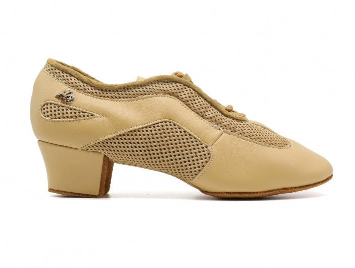 BD Dance AM-3 Leather and Mesh Practice or Teaching Shoe with Cuban Heel