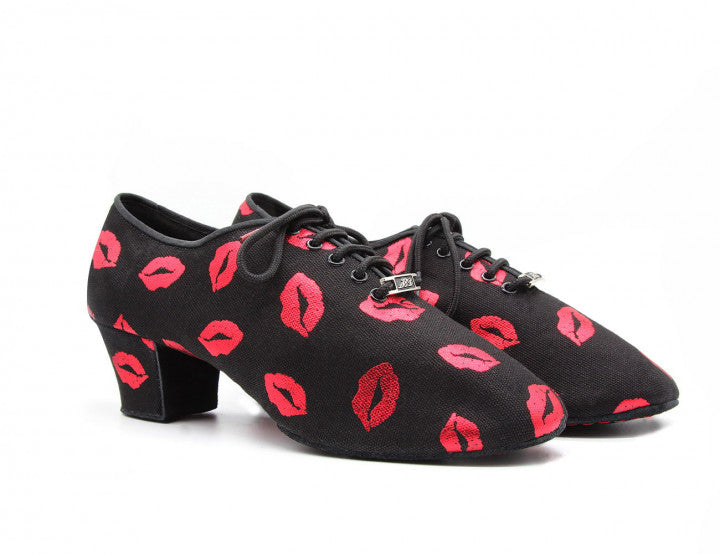 BD Dance T1-B Multiple Kisses Black Canvas Practice or Teaching Shoe Available in 3 Colors