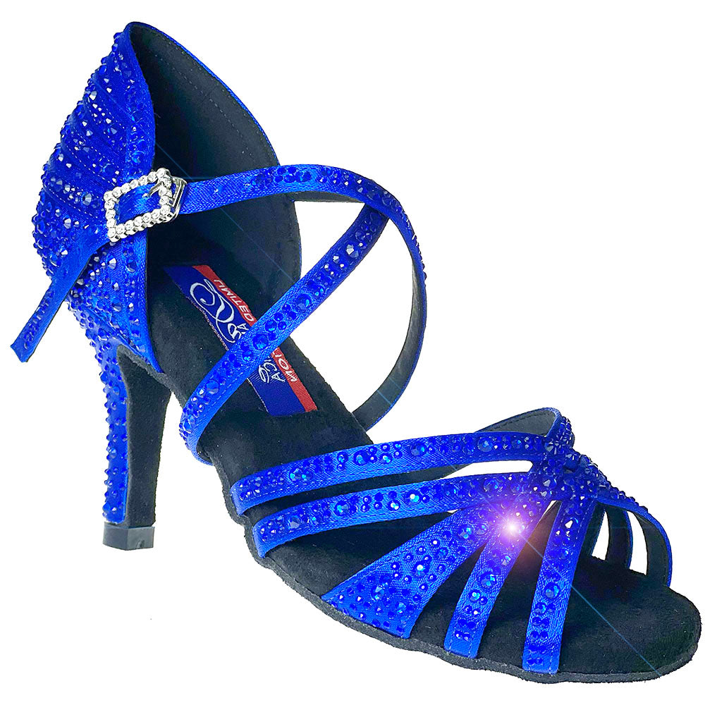 Dance America Limited Edition Vegas Colored Satin Latin Dance Shoe with Rhinestones