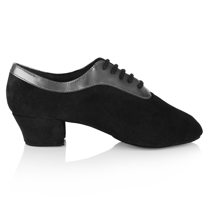 suede leather ballroom dance shoe with silver patent collar