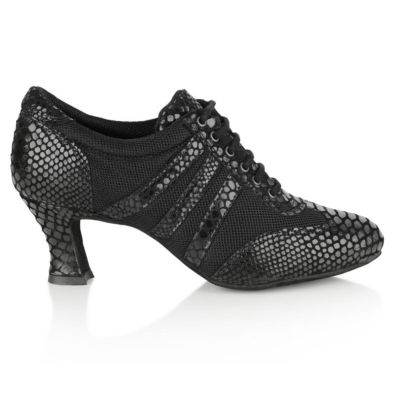 black croc leather dance shoe with black mesh