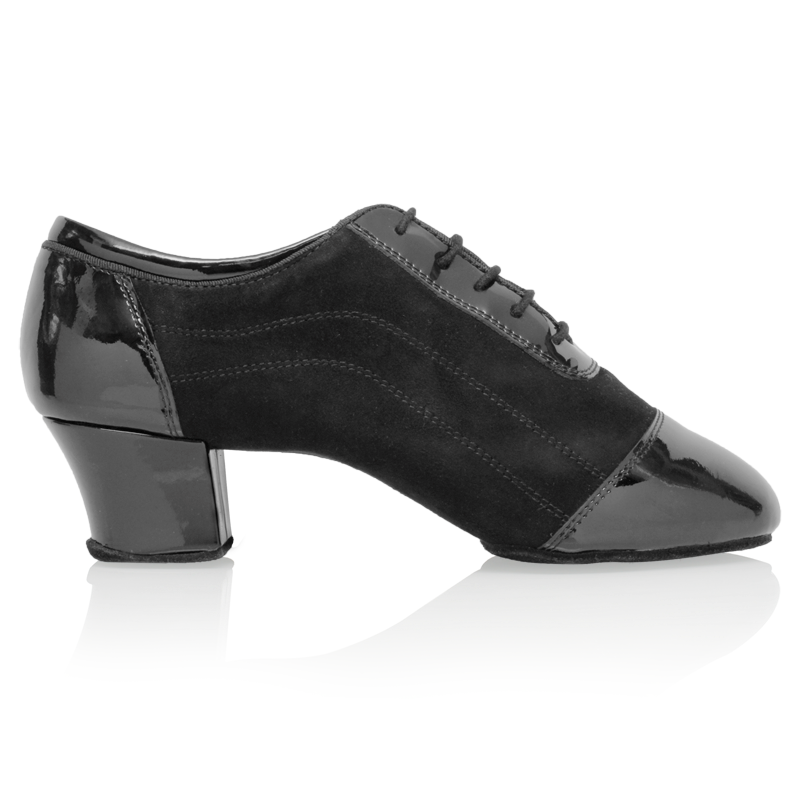 suede and patent leather black ballroom dance shoes