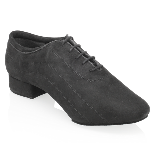 Ray Rose 355 Alex Men's Black Nappa Suede Leather Standard Ballroom Dance Shoe with Pro-Glide Impact Heel
