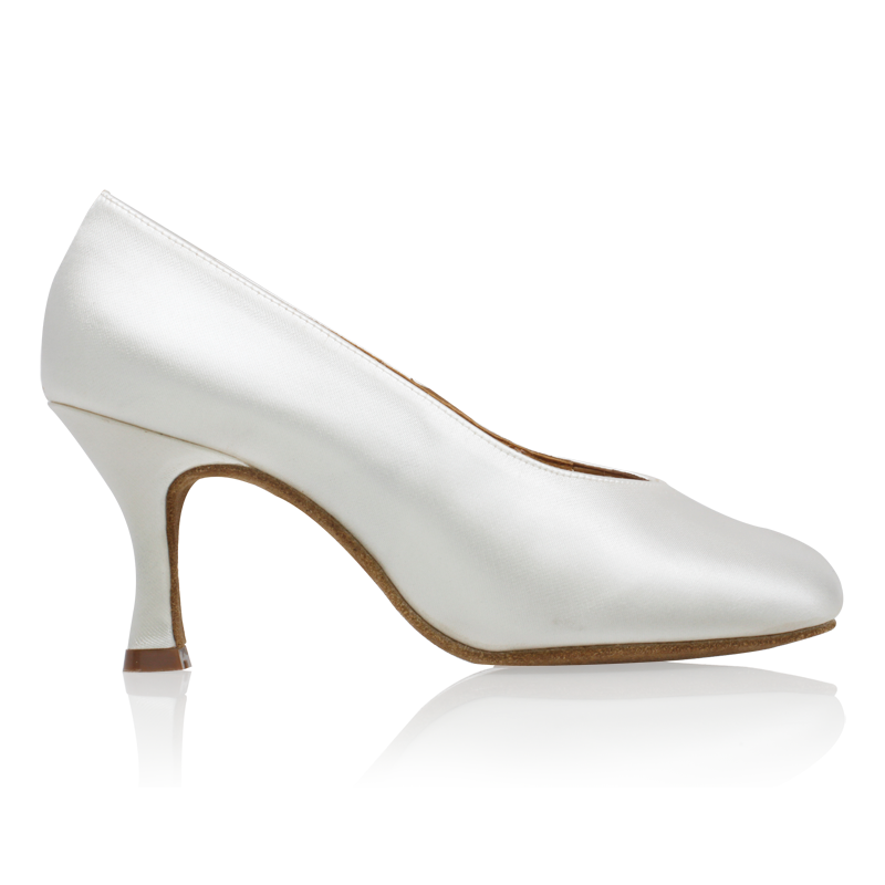 Ray Rose 106A Landslide White Satin Standard Ballroom Shoe with Flared Heel
