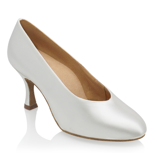 white satin standard ballroom dance shoes