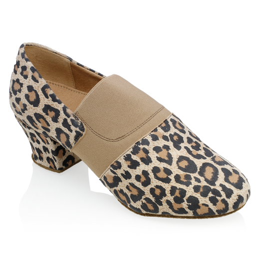 Ray Rose 419 Luna Leopard Print Leather/Elastic Ladies Practice Dance Shoe