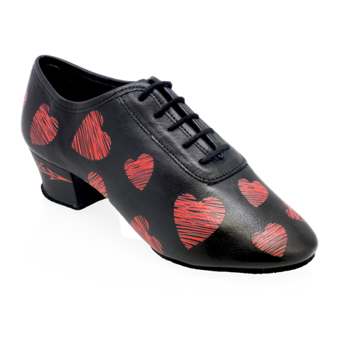 Ray Rose 415 Solstice Black Leather with Heart Print Ladies Practice Dance Shoe