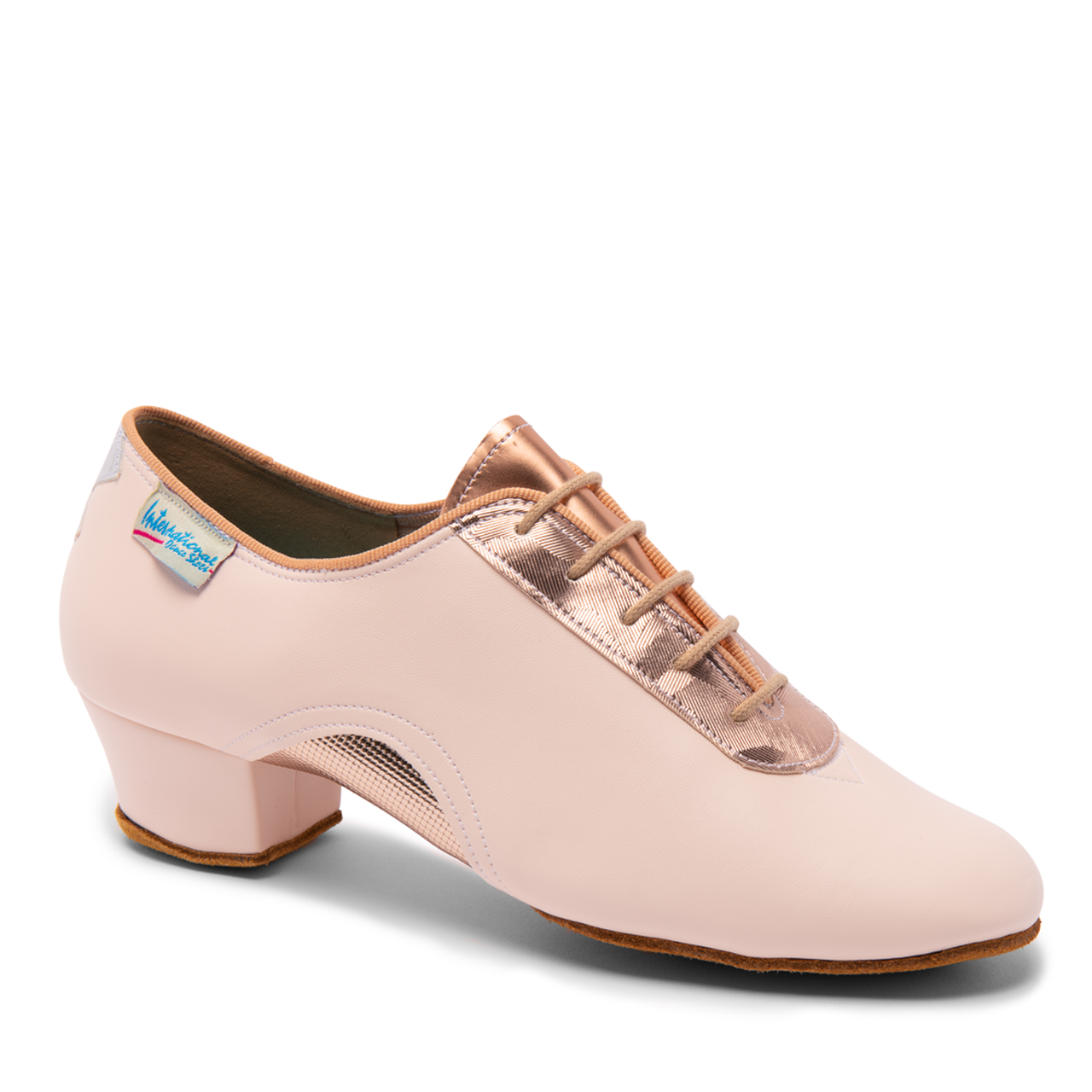 International Dance Shoes IDS Artiste SS Himalayan Rose Teaching/Practice Shoe with Metallic Rose Gold Accents in Stock
