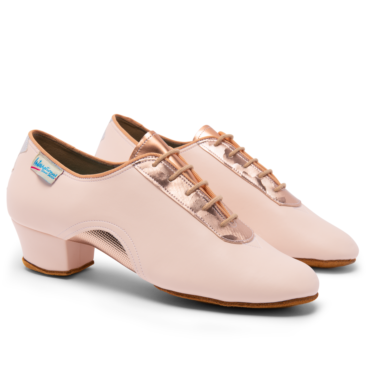 International Dance Shoes IDS Artiste SS Himalayan Rose Teaching/Practice Shoe with Metallic Rose Gold Accents