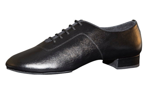 Aida Men's Standard or Smooth Black Leather Ballroom Shoe with Rounded Toe Box Fabio 118