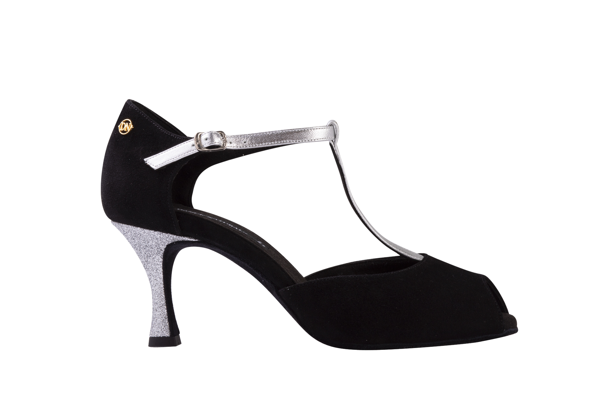 Ladies Black Suede/Silver Tango Dance Shoe