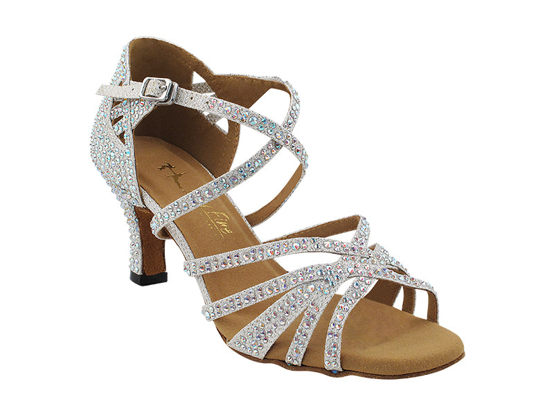 Bling White Glitter Satin Ladies Latin Dance Shoe