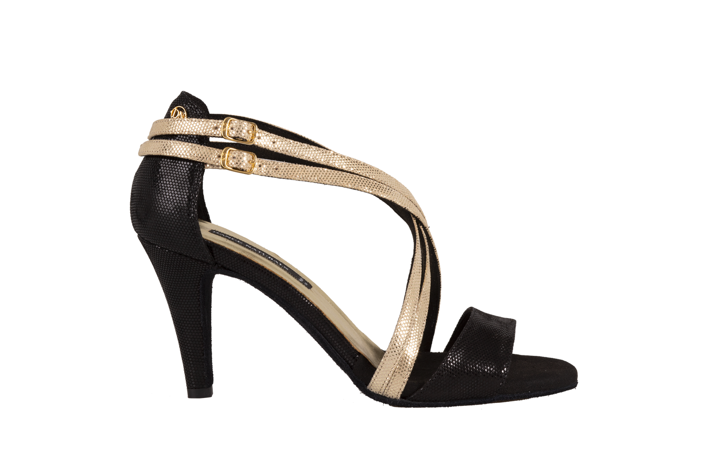 Dance Naturals 30 Fregola_sale Black Fish/Gold Fish Ladies Latin or Tango Dance Shoe with Double Straps